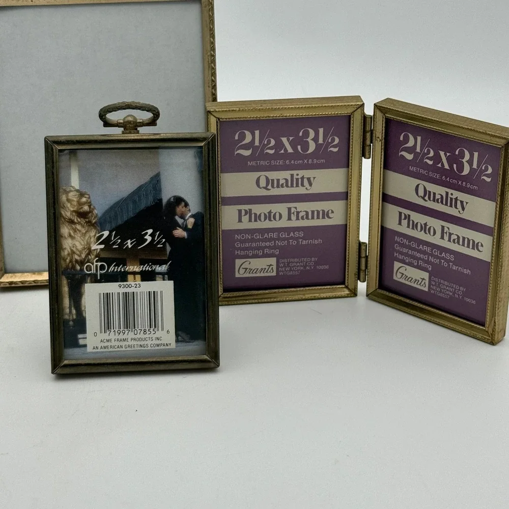 Vintage Brass Metal Picture Frame Lot 5pc Mixed Sizes Intercraft Grants AFP